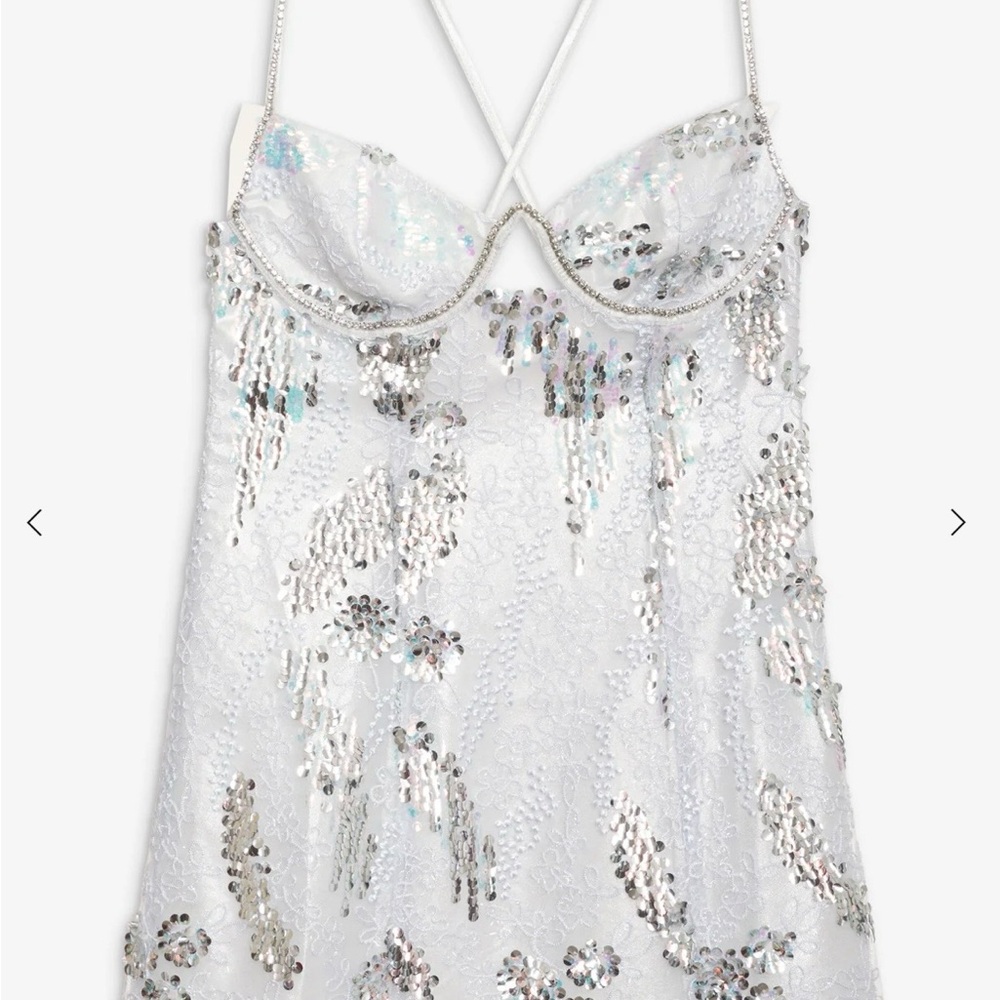 For Love & Lemons Silver Sequin Mini Dress - Picture 4 of 15